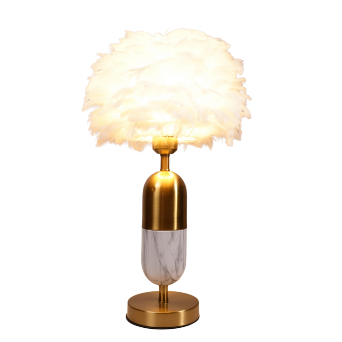 Tafellamp “PLUMA Éclat” – Marmer, Messing Lamp; Veerdesign