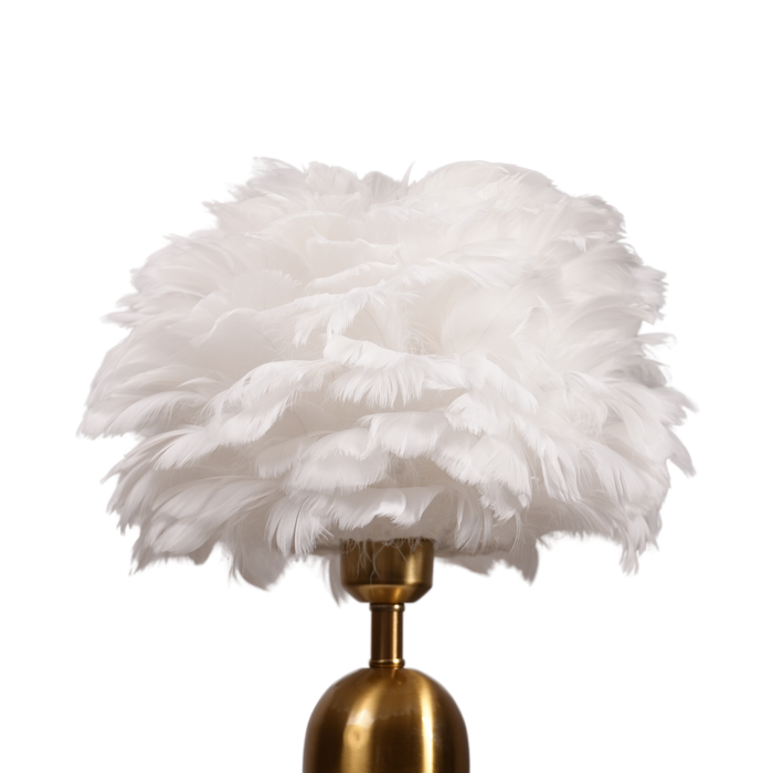 Tafellamp “PLUMA Éclat” – Marmer, Messing Lamp; Veerdesign