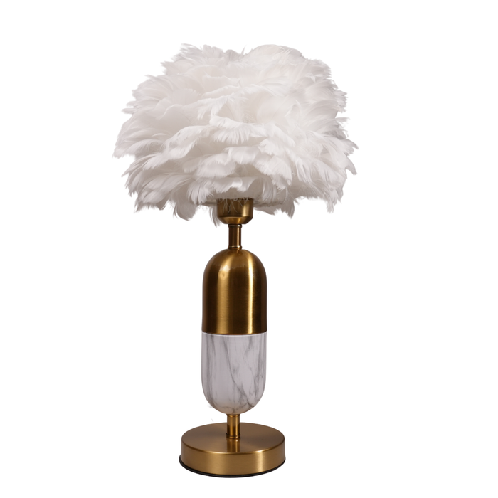 Tafellamp “PLUMA Éclat” – Marmer, Messing Lamp; Veerdesign