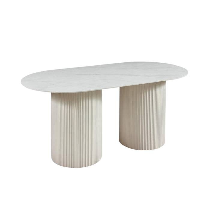 Erona - Ovale Eettafel met Geribde Zuilpoten