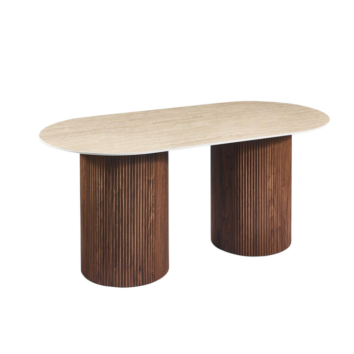 Erona - Ovale Eettafel met Geribde Zuilpoten