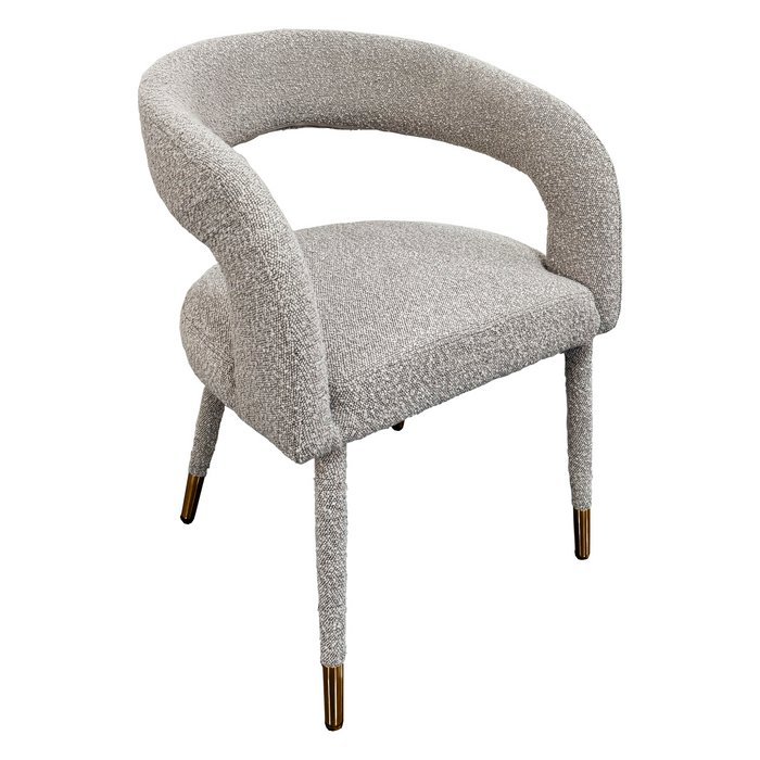 Lunetta | Bouclé Eetkamerstoel met Gouden Details