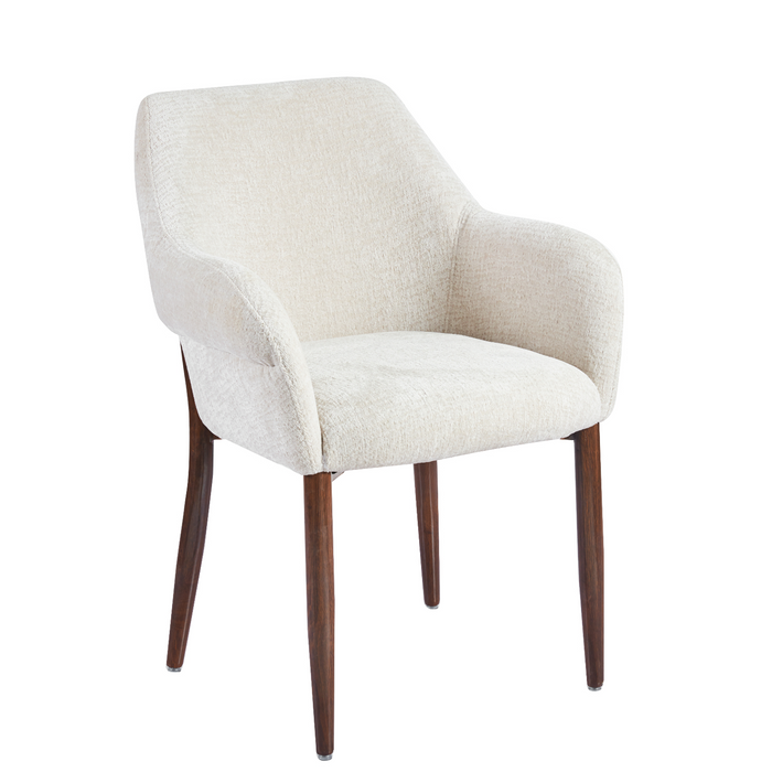 Elia | Elegante eetkamerstoel met armleuningen en houten poten