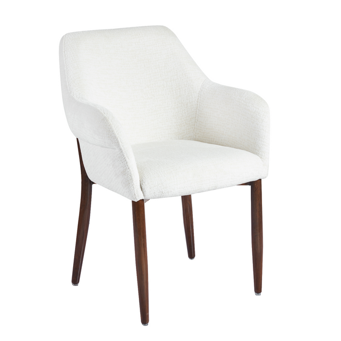 Elia | Elegante eetkamerstoel met armleuningen en houten poten