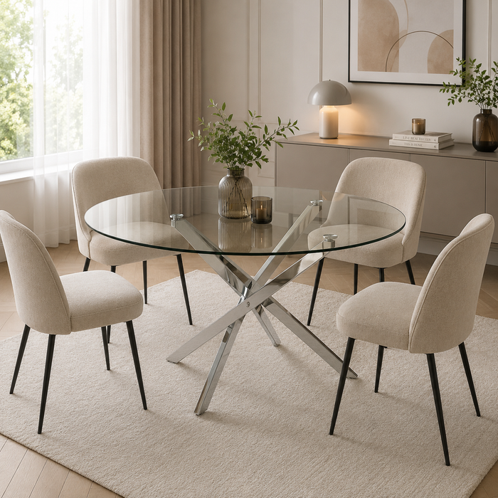 OLIVIA DT-035 Dining Table 120 Clear Glass – Silver