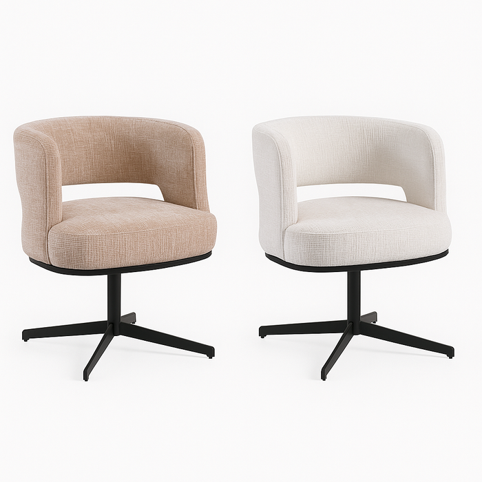 Lira - Draaibare Bouclé Stoel met Zwarte Poot