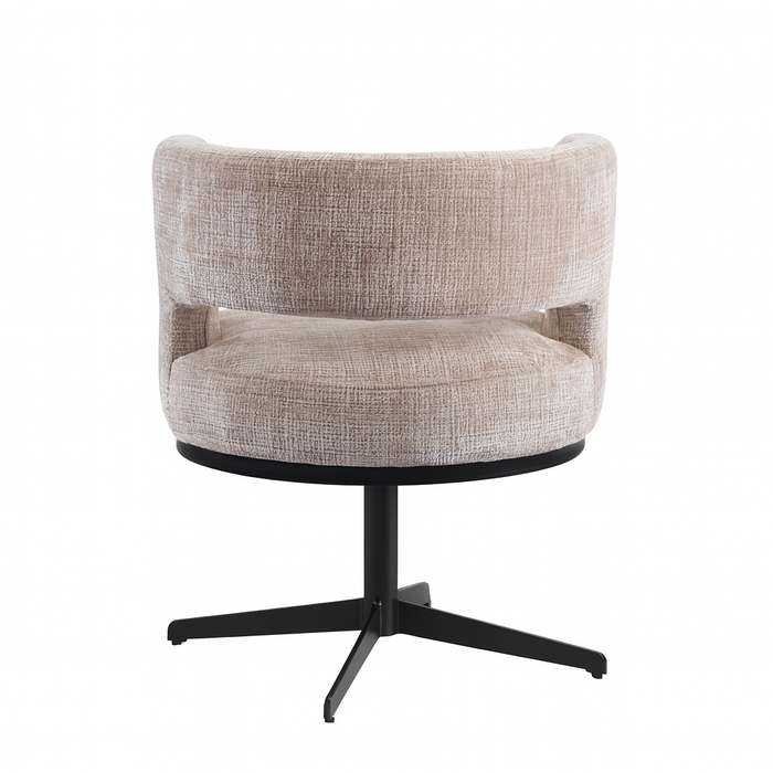 Lira - Draaibare Bouclé Stoel met Zwarte Poot