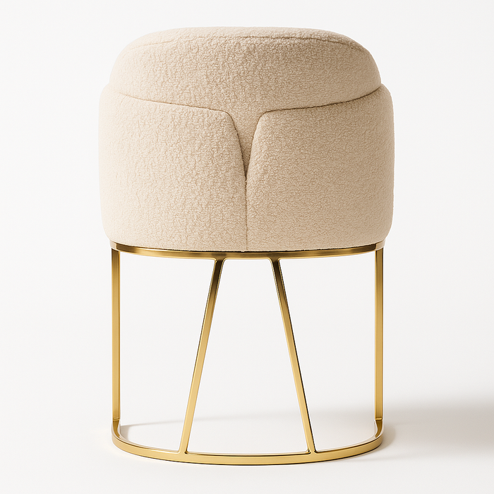 Bouclé Designstoel – Crèmekleurig met Gouden Onderstel