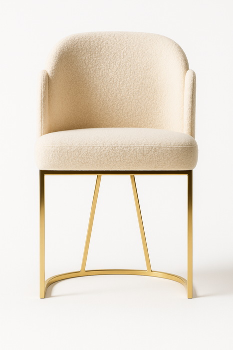 Bouclé Designstoel – Crèmekleurig met Gouden Onderstel