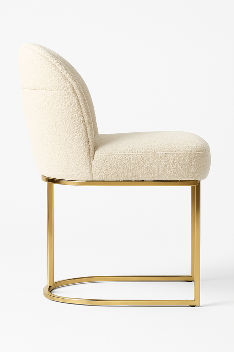 Bouclé Designstoel – Crèmekleurig met Gouden Onderstel