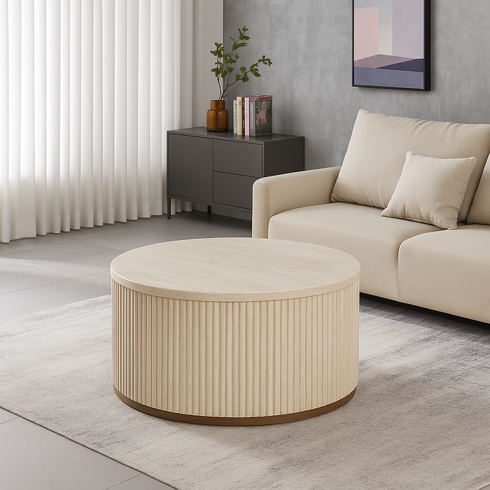 Flinstone Ronde Salontafel – Naturel Eikenlook (Ø80 cm)