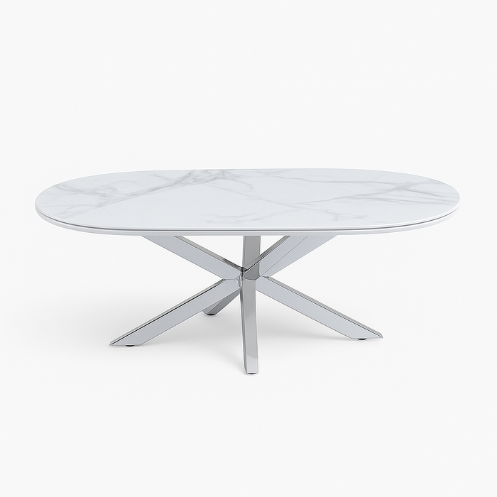 Cavallo – Keramische salontafel met marmerlook en RVS onderstel