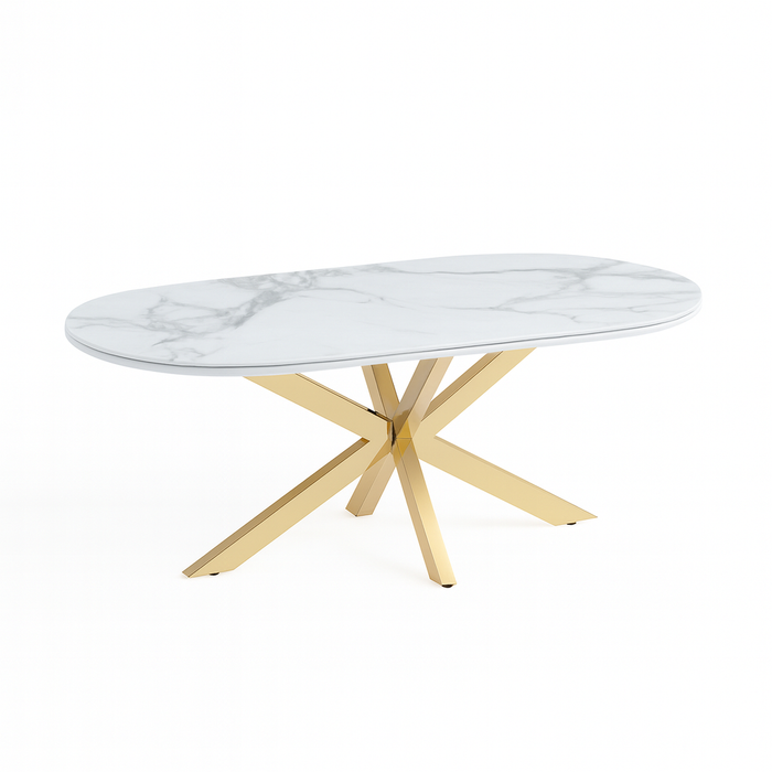 Cavallo – Keramische salontafel met marmerlook en RVS onderstel