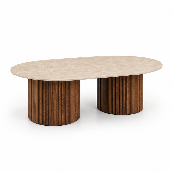 Erona - Ovale Salontafel met Geribde Zuilpoten