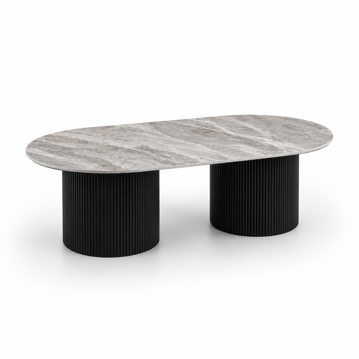 Erona - Ovale Salontafel met Geribde Zuilpoten