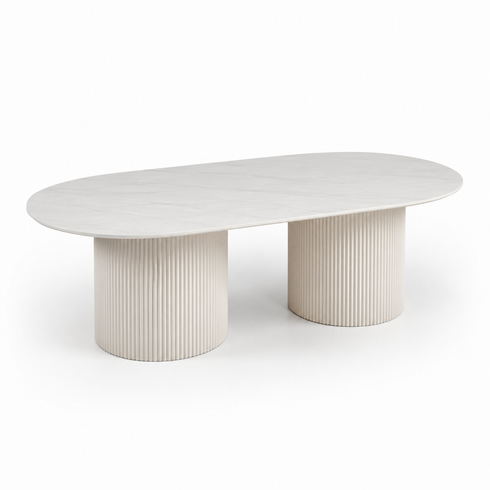 Erona - Ovale Salontafel met Geribde Zuilpoten