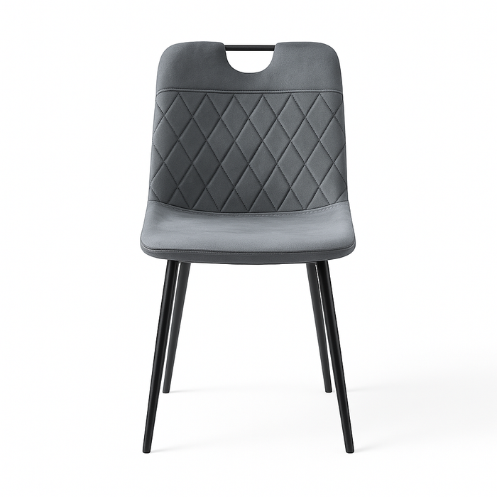 Marzio – Eetkamerstoel met ruitstiksel en zwart metalen poten