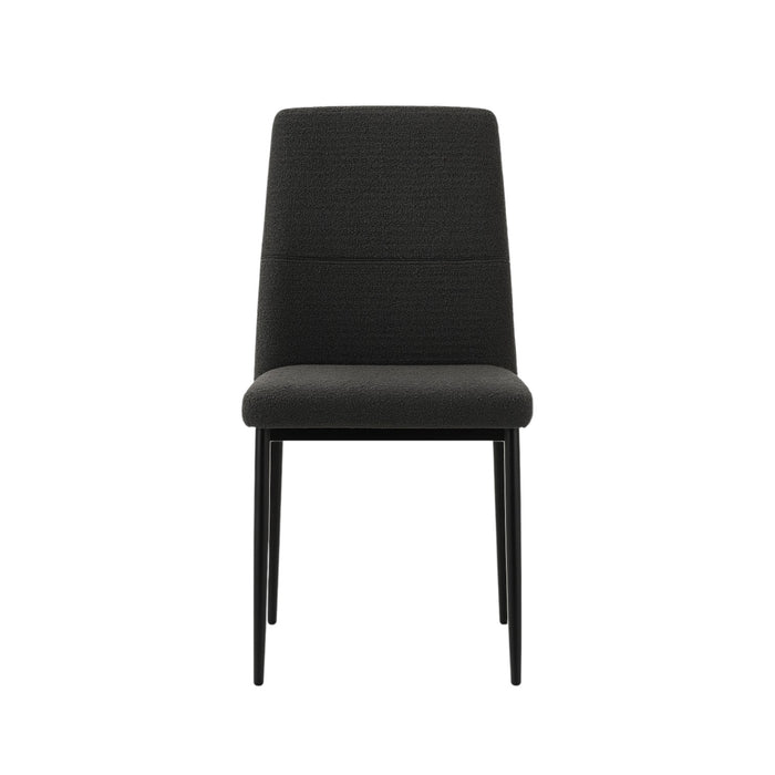 Renzo – Eetkamerstoel met bouclé bekleding en zwart metalen poten