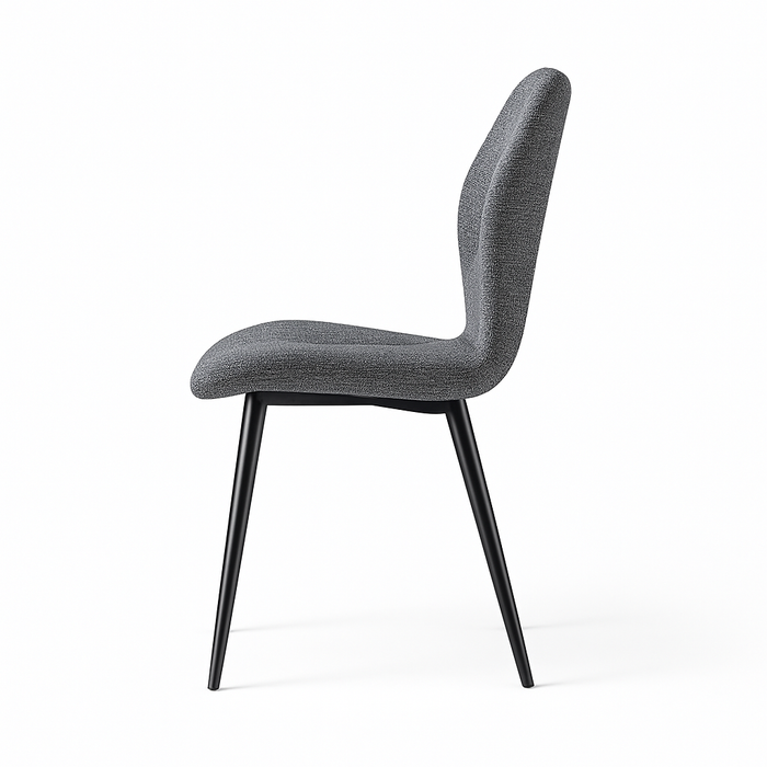 Milan – Eetkamerstoel met geometrisch stiksel en zwart metalen poten