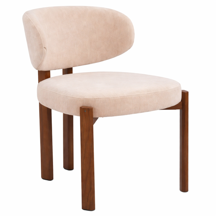 Avelin Eetkamerstoel – Zachte Elegantie met Warme Houten Basis