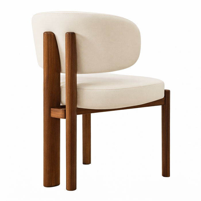 Avelin Eetkamerstoel – Zachte Elegantie met Warme Houten Basis