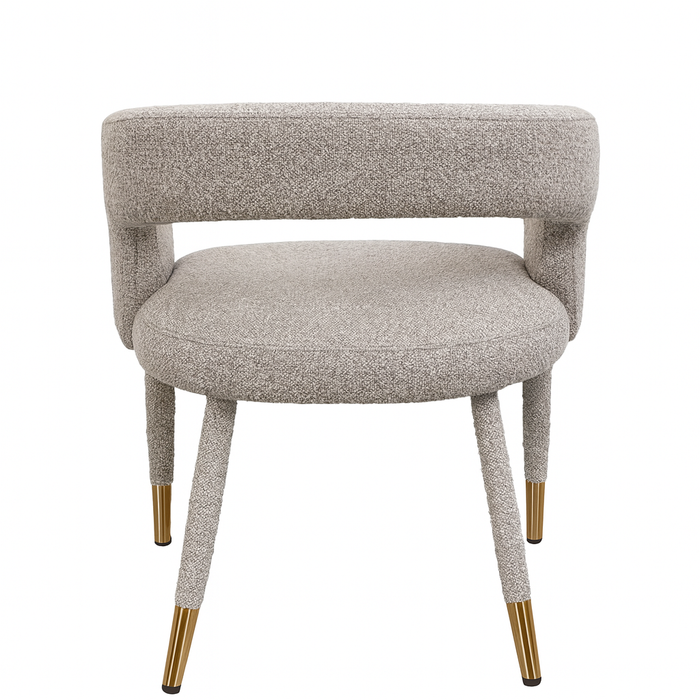 Lunetta | Bouclé Eetkamerstoel met Gouden Details