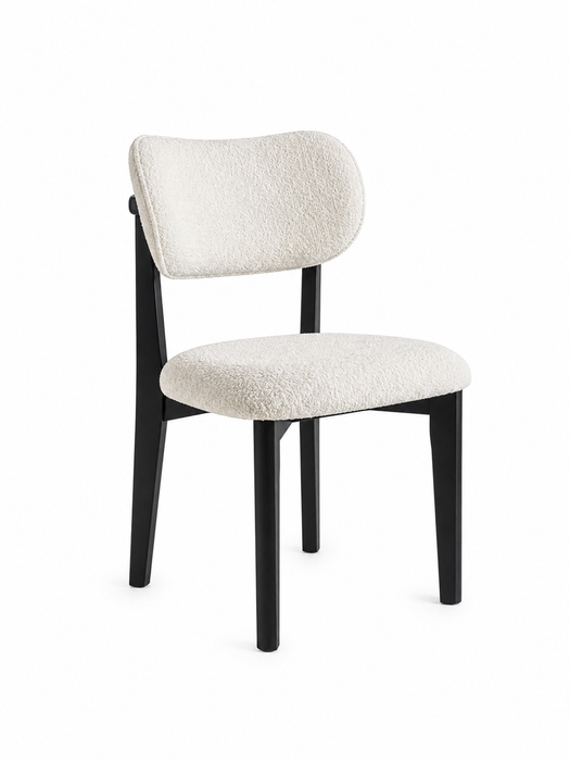Retro Designstoel – Bouclé Stof Houten Onderstel