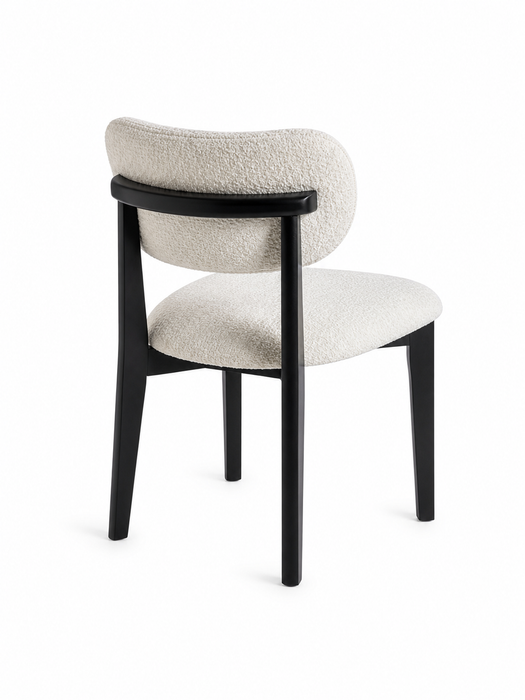 Retro Designstoel – Bouclé Stof Houten Onderstel