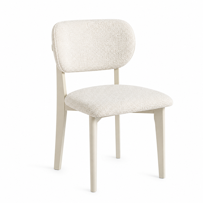 Retro Designstoel – Bouclé Stof Houten Onderstel