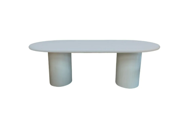 ORGANIC (SILK GLOSS) DT 220 × 110 OVAL WHITE – Luxe Ovale Eettafel met 2 Poten