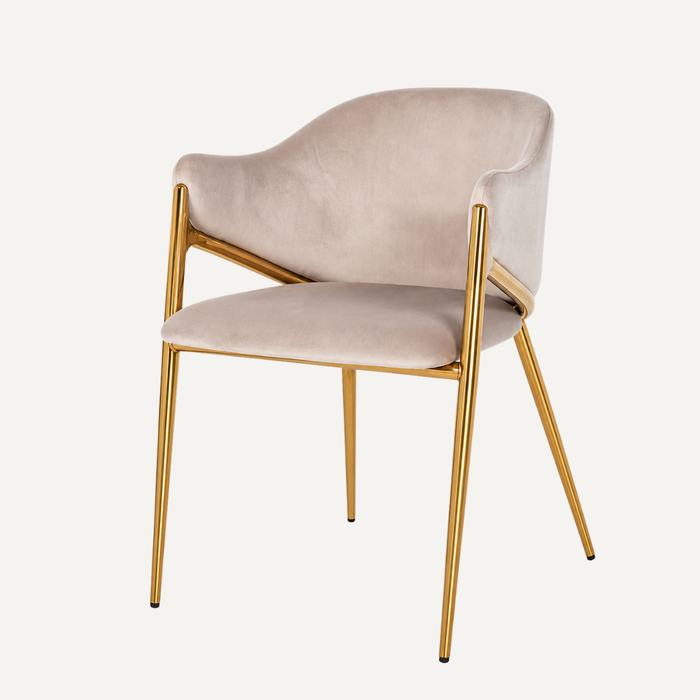 Luis Luxe Velvet Designstoel – Beige  Goud