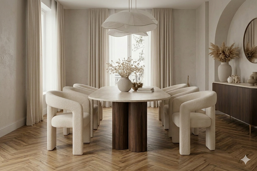Oslo Eettafel – Travertin Look Marmeren Blad