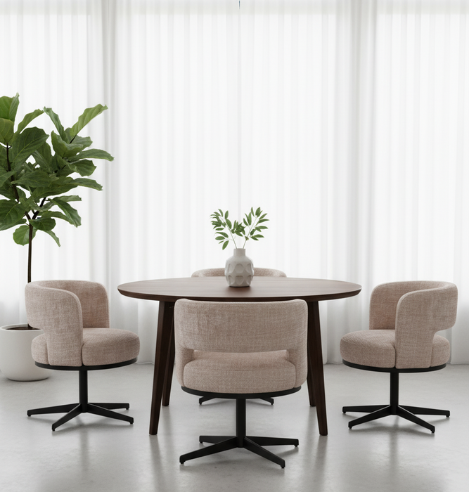 Lira - Draaibare Bouclé Stoel met Zwarte Poot