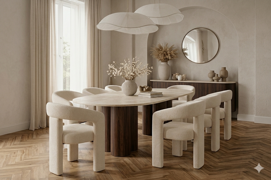 Oslo Eettafel – Travertin Look Marmeren Blad