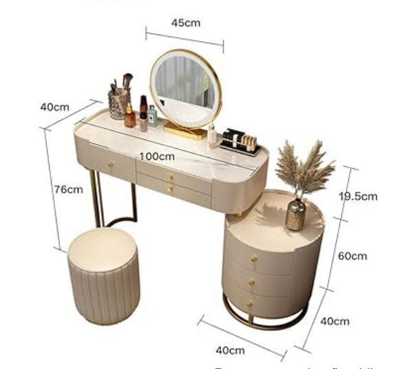 Luxe Make-up Tafelset met Verlichte Spiegel Lamp en Trendy Flower Stoel