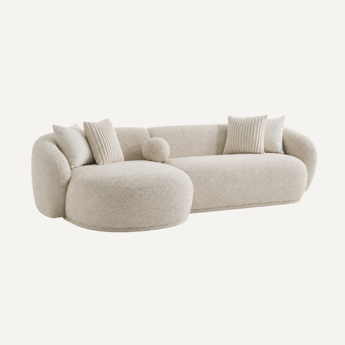 Oslo Sofa Rond – 290 x 76 x 140 cm – Beige Bouclé met Organische Vorm