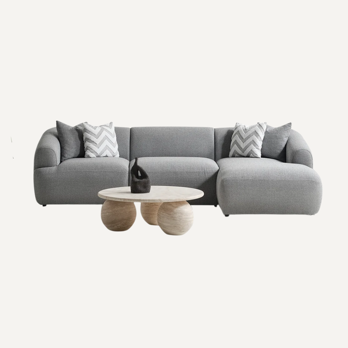 Porto Hoekbank – 290 x 70 x 140 cm – Moderne Bouclé in Zachtgrijs