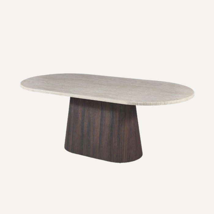 KIMBERLY BROWN DT OVAL– Elegante Ovale Eettafel met Luxe Marmerlook