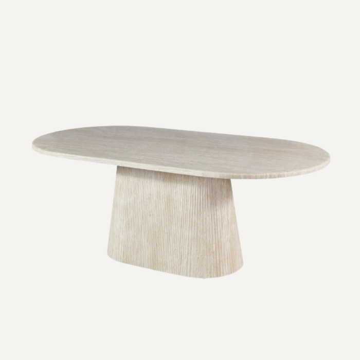 KENNEDY cream eettafel DT-1786 180CM BEIGE/TRAVERTIN TOP