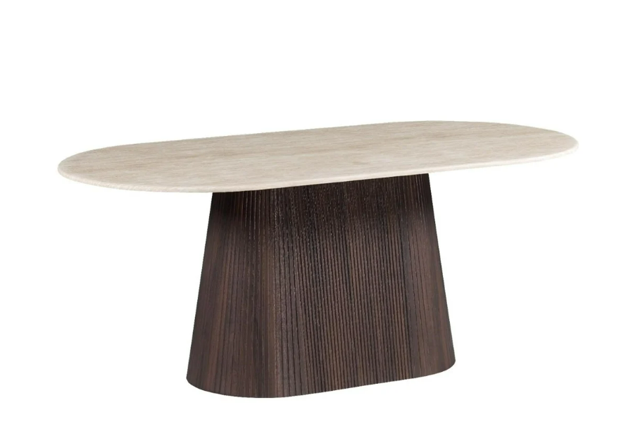 KIMBERLY BROWN DT OVAL– Elegante Ovale Eettafel met Luxe Marmerlook