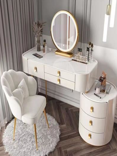 Luxe Make-up Tafelset met Verlichte Spiegel Lamp en Trendy Flower Stoel