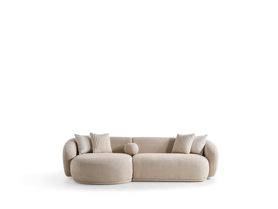Oslo Sofa Rond – 290 x 76 x 140 cm – Beige Bouclé met Organische Vorm