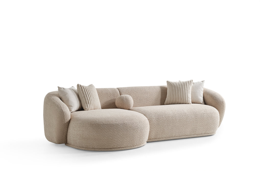Oslo Sofa Rond – 290 x 76 x 140 cm – Beige Bouclé met Organische Vorm