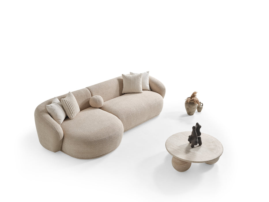 Oslo Sofa Rond – 290 x 76 x 140 cm – Beige Bouclé met Organische Vorm