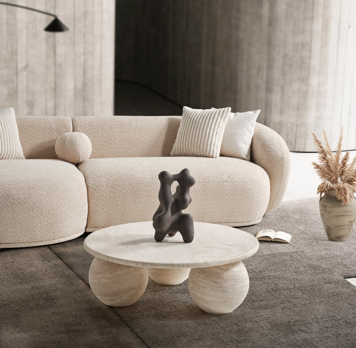 Oslo Sofa Rond – 290 x 76 x 140 cm – Beige Bouclé met Organische Vorm