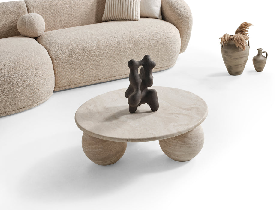 Oslo Sofa Rond – 290 x 76 x 140 cm – Beige Bouclé met Organische Vorm