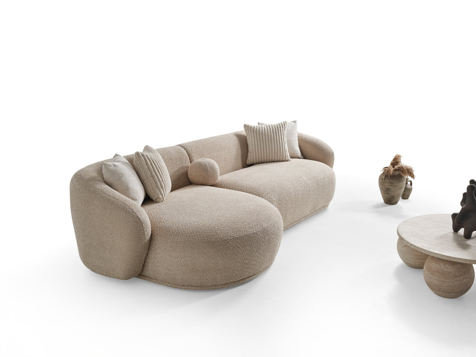 Oslo Sofa Rond – 290 x 76 x 140 cm – Beige Bouclé met Organische Vorm