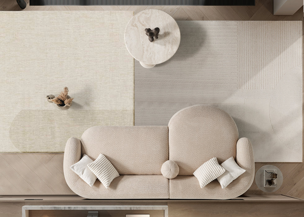 Oslo Sofa Rond – 290 x 76 x 140 cm – Beige Bouclé met Organische Vorm