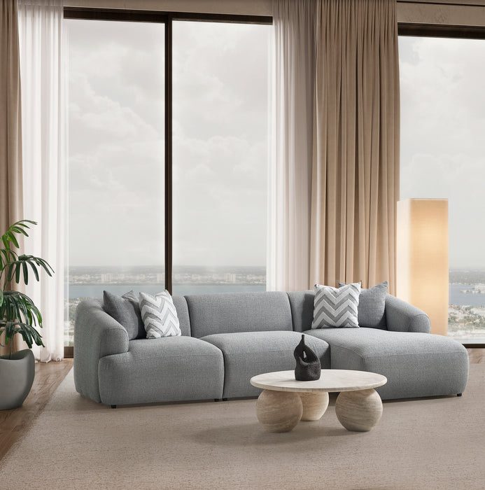 Porto Hoekbank – 290 x 70 x 140 cm – Moderne Bouclé in Zachtgrijs