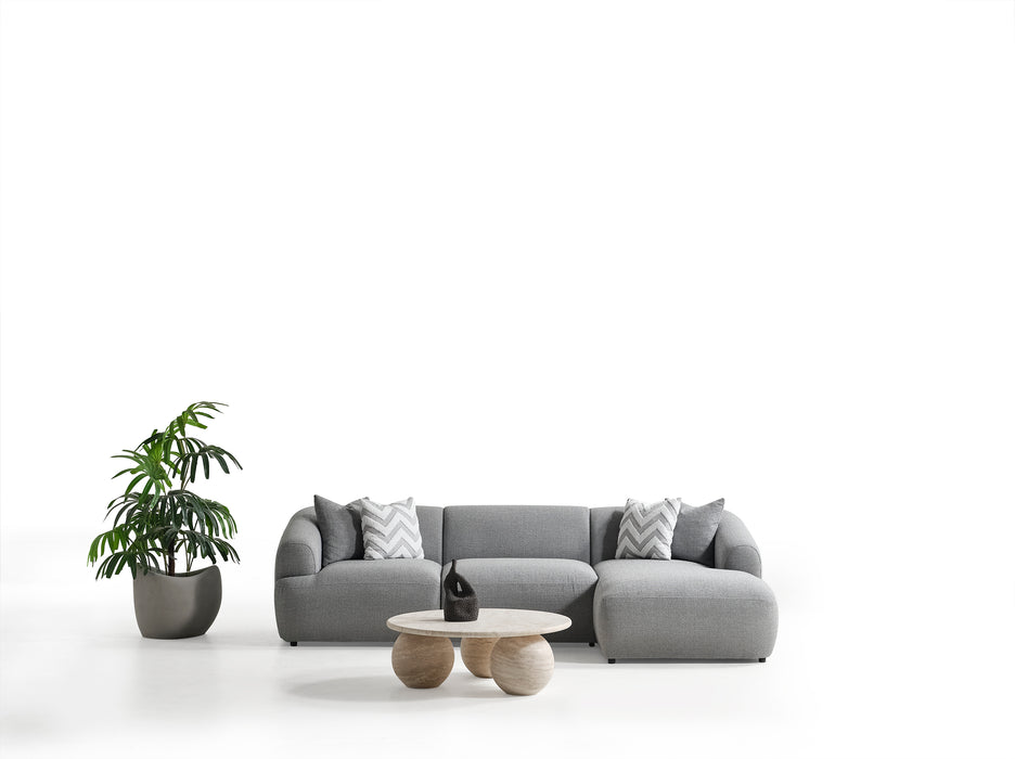 Porto Hoekbank – 290 x 70 x 140 cm – Moderne Bouclé in Zachtgrijs